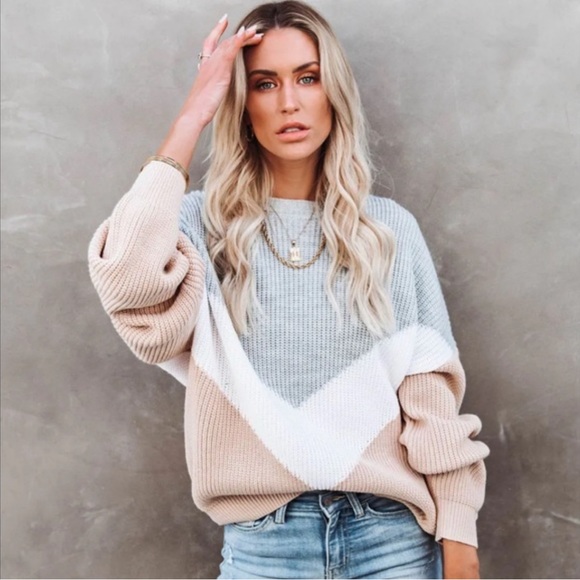 Vici Chevron Colorblock Sweater - Give Love a Chance - Picture 4 of 8